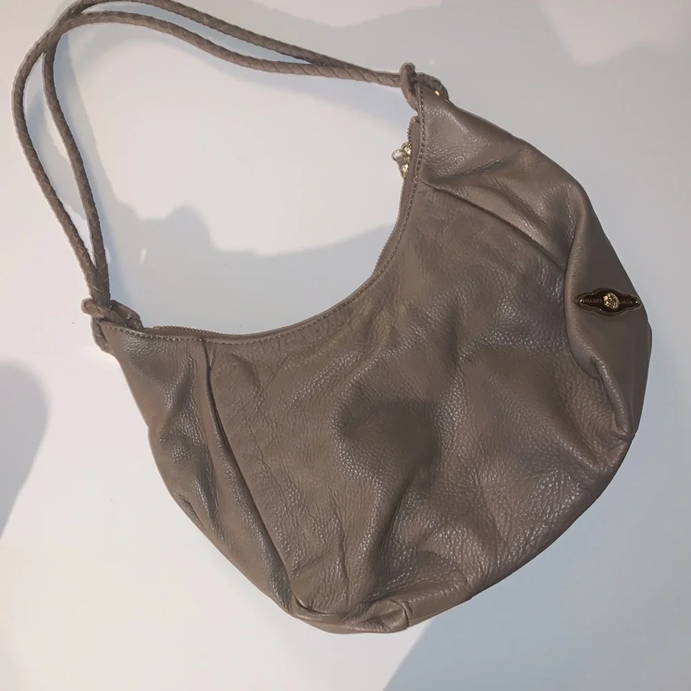 Vintage Y2K Elliot Lucca Taupe Pebbled Leather Hobo Shoulder Boho Purse